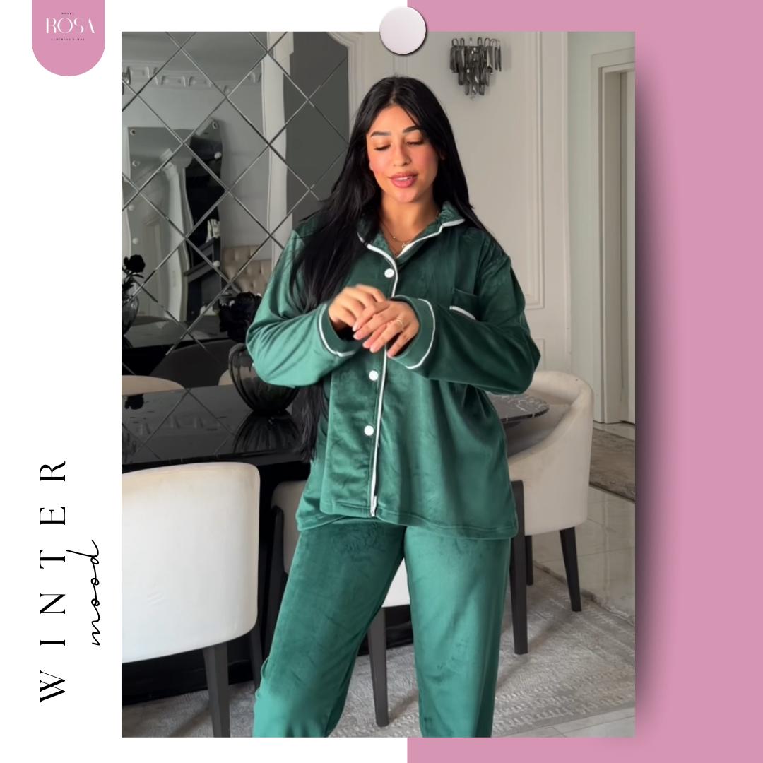 بيجامه هايدي اخضر داكن