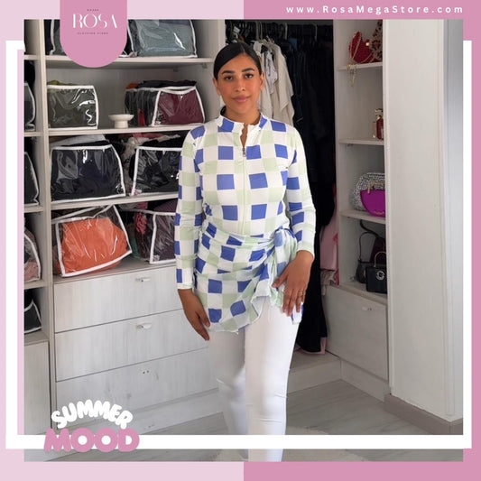 بوركيني مربعات ابيض