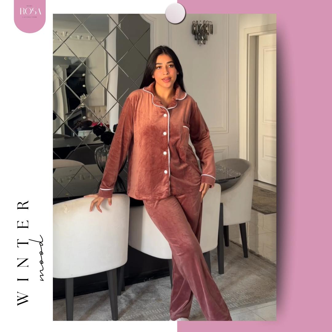 بيجامه هايدي وردي غامق