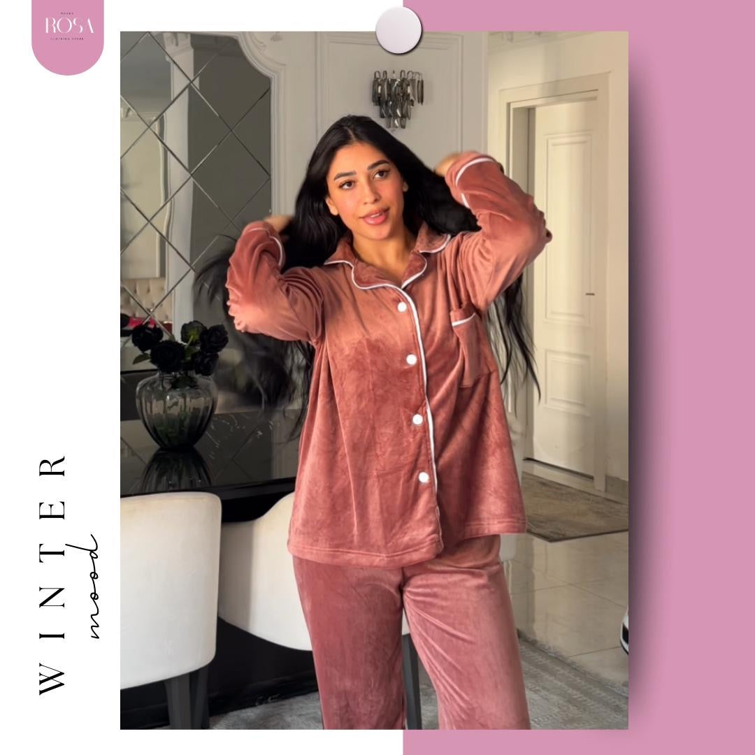 بيجامه هايدي وردي غامق